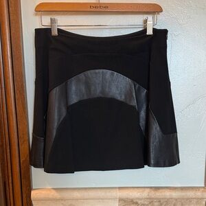 Diane Von Furstenberg Black Mini Skirt with Leather Panels